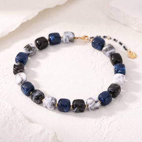 Chunky Square Bead Necklace Black