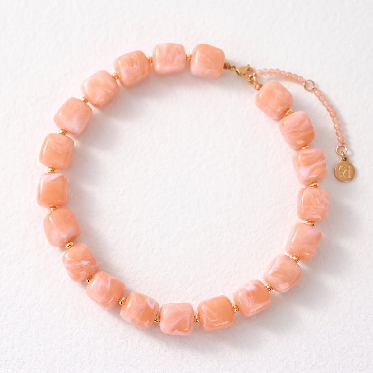 Chunky Square Bead Necklace Light Blue
