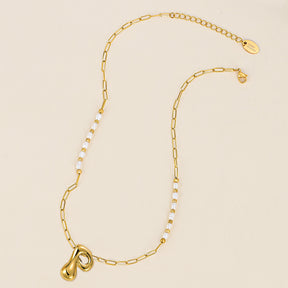 Chic Bubble Pearl Initial Chain Necklace