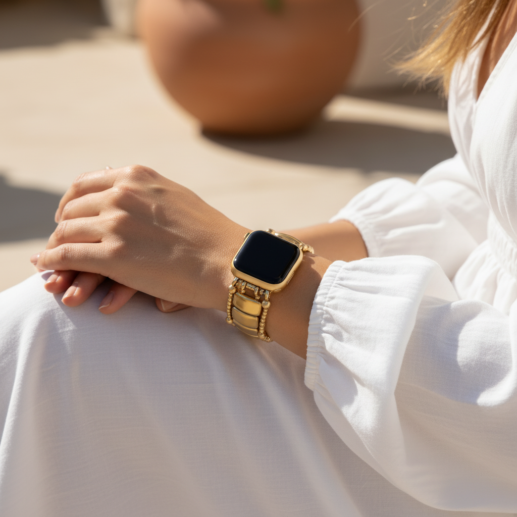 Gold Noir Stretch Apple Watch Strap