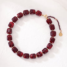 Chunky Square Bead Necklace Blue