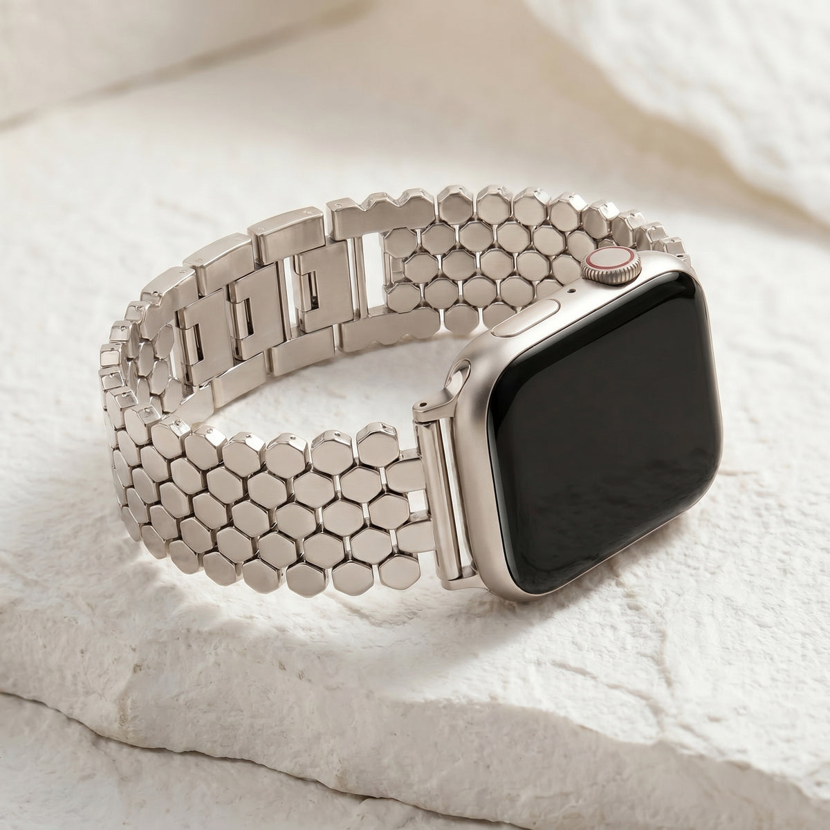 Silver Honeycomb Luxury Apple Watch Strap