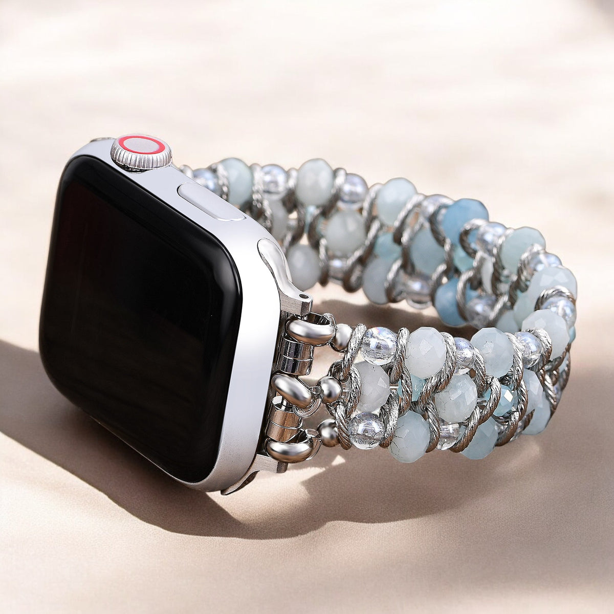 Aquamarine Sapphire Braided Apple Watch Strap