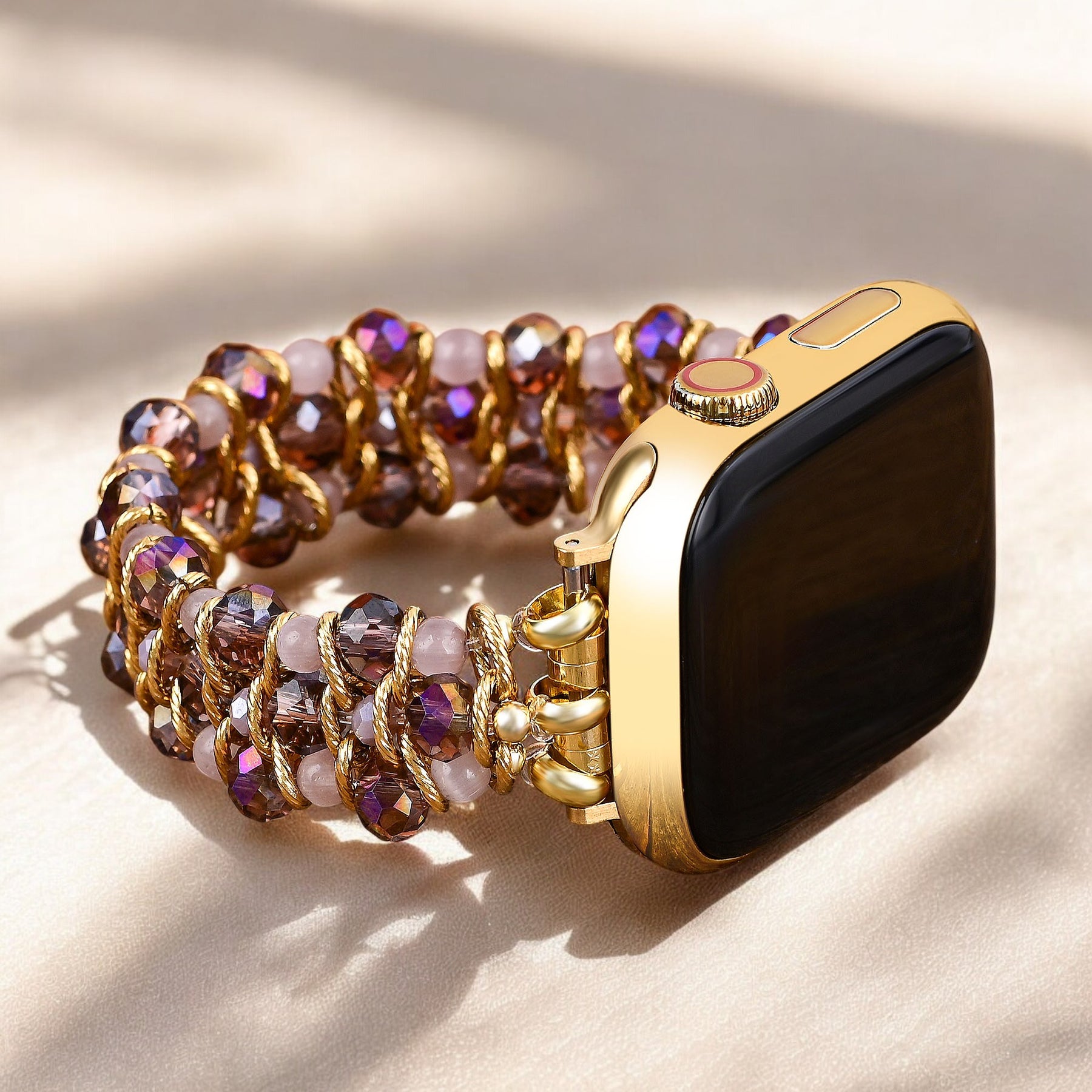 Golden Serenity Gem Braided Apple Watch Strap