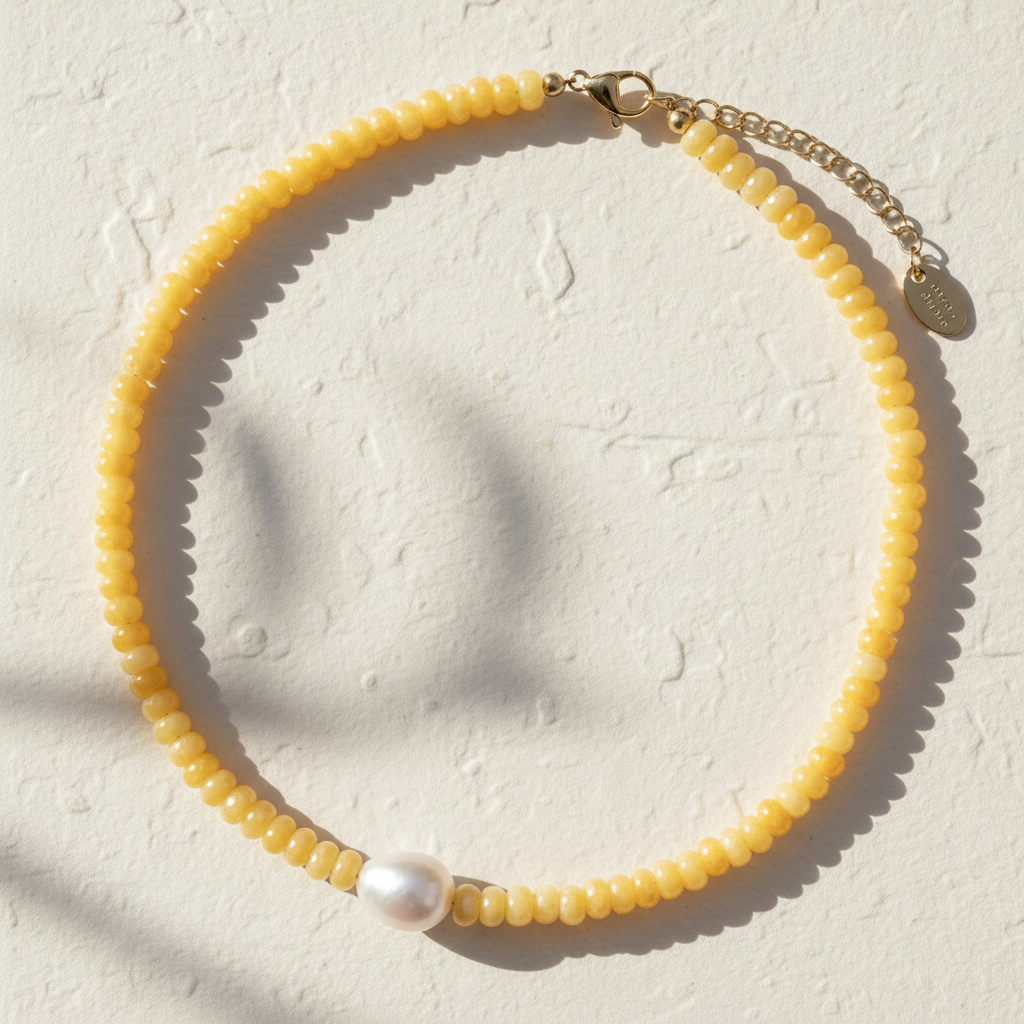 Golden Citrine Pearl Necklace