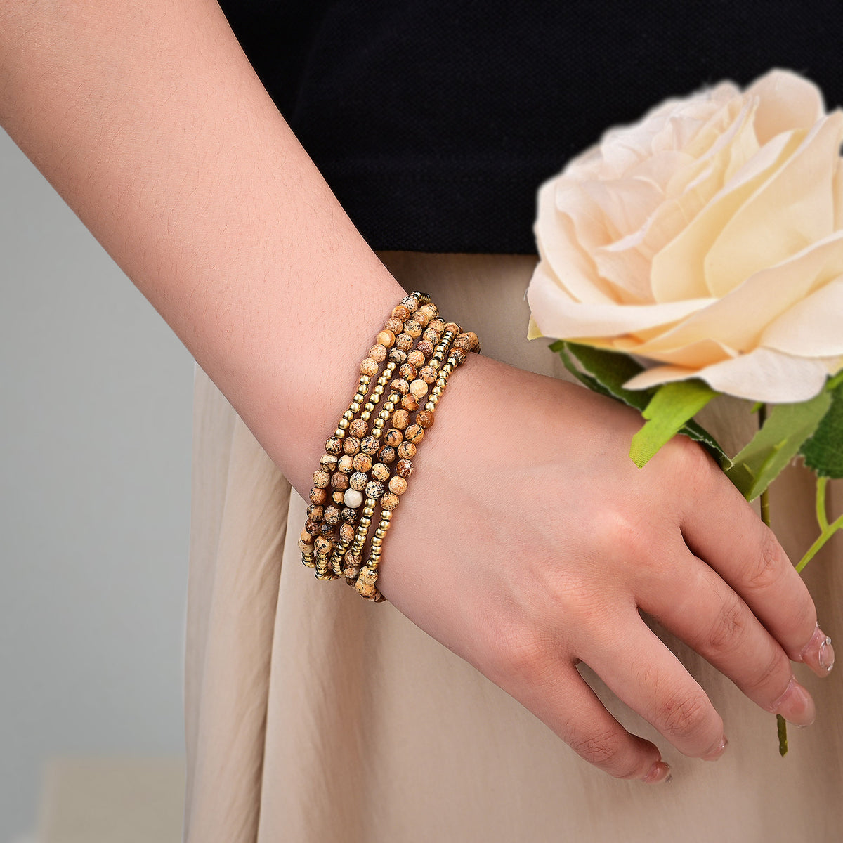 Golden Earth Jasper Bracelet Set