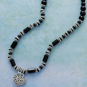 Midnight Charm Heart Pendant Necklace