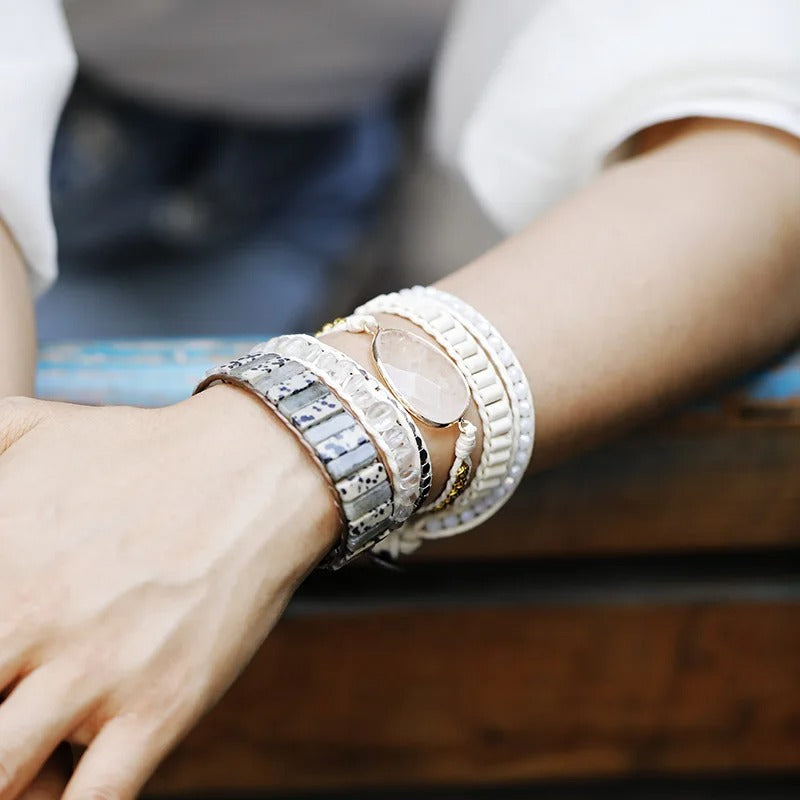 Ivory Golden Quartz Wrap Bracelet