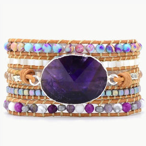 Amethyst Silver Protection Wrap Bracelet - Cape Diablo