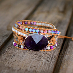 Amethyst Silver Protection Wrap Bracelet - Cape Diablo