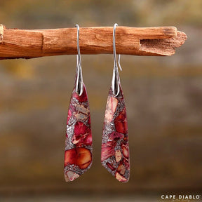 Antique Red Regalite Hook Earrings - Cape Diablo