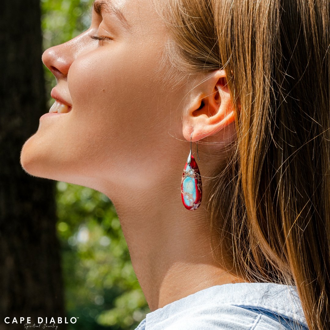 Imperial Jasper Teardrop Earrings - Cape Diablo