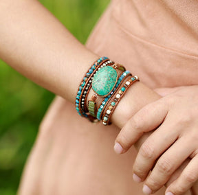 Twisted Ocean Jasper Wrap Bracelet - Cape Diablo